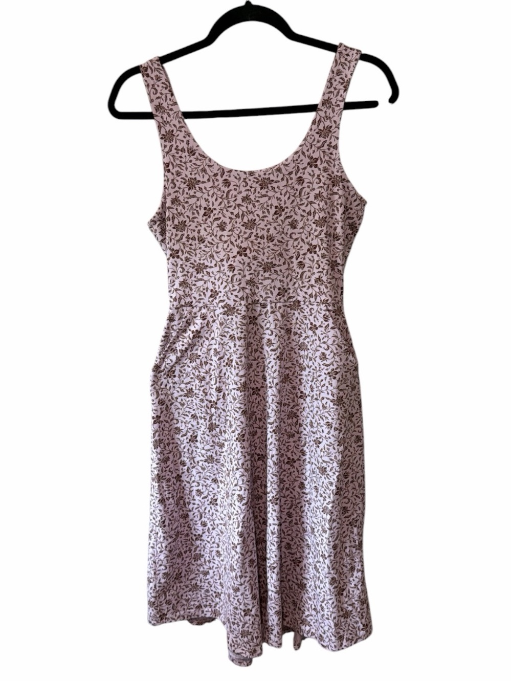 Pact Women’s Lavender Floral Scoop Neck Sundress Organic Cotton Size Small